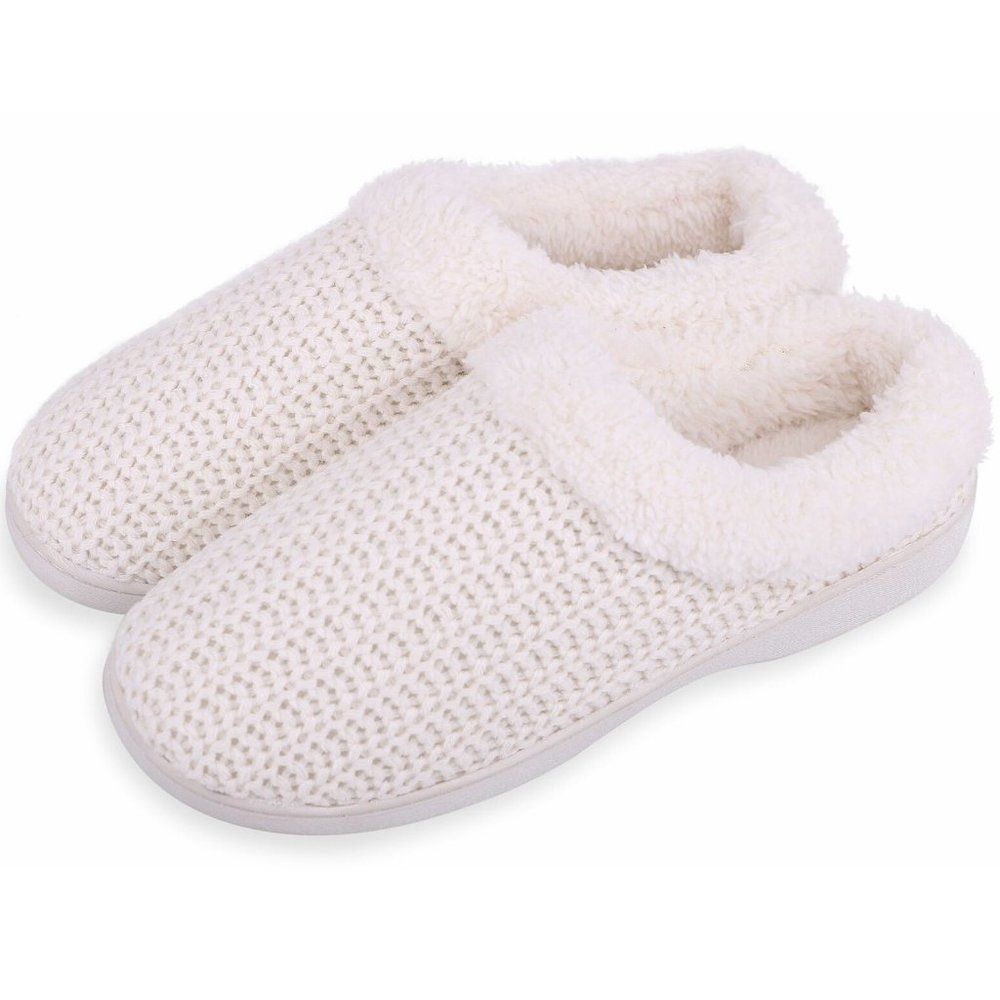 17. Arctic Paw Soft Fleece Lined House Slippers Ivory/Cream 9-10
